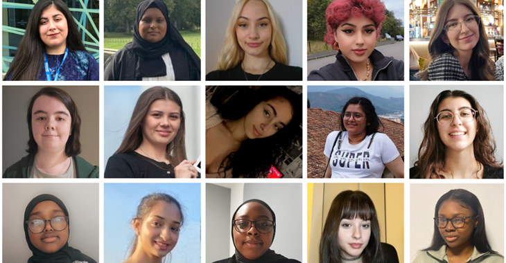 A collage of 15 of the Amazon Future Engineers bursary recipients announced in November 2022
