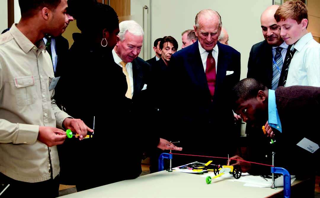 In October 2012, our late Senior Fellow, HRH The Prince Philip, met with students from Lambeth College, who were undertaking engineering projects, at the reopening and naming of Prince Philip House.