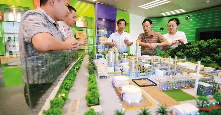 People looking at a construction building 