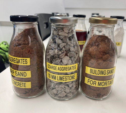 A photo of three different materials