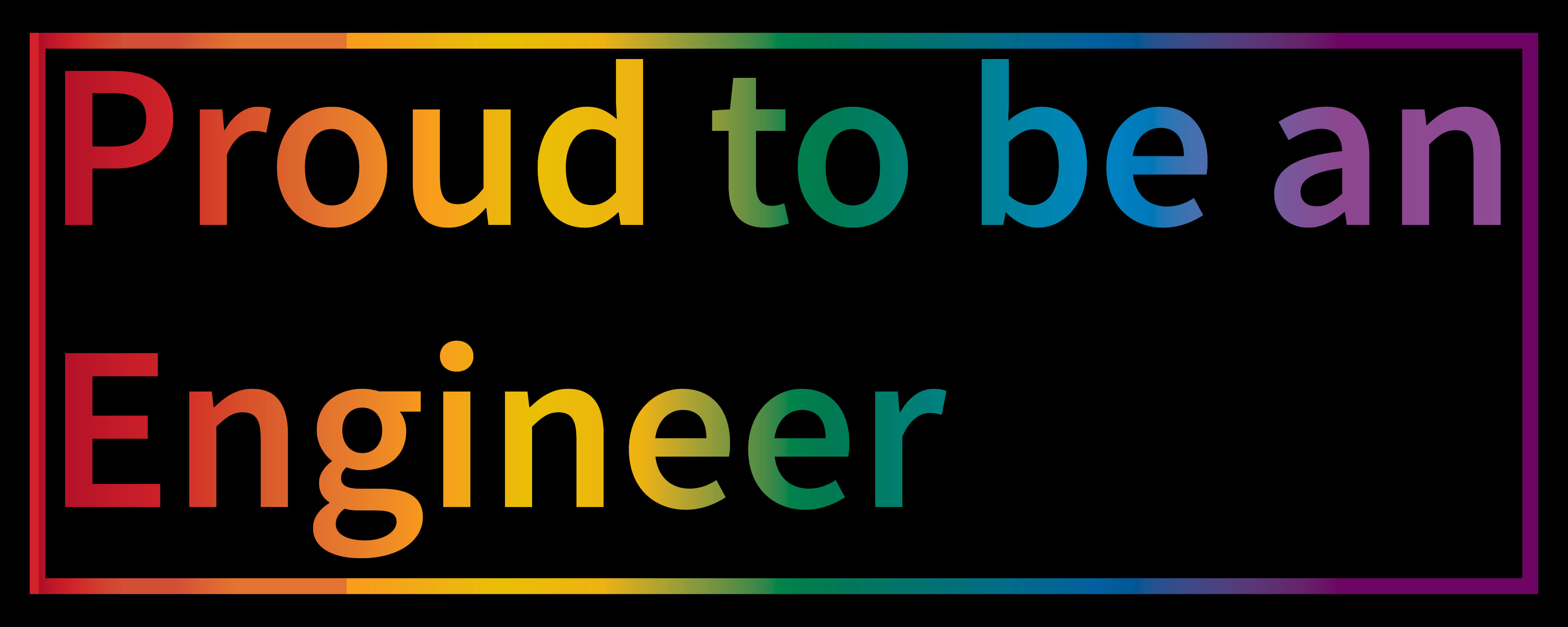 Rainbow coloured logo with words Proud to be an Engineer