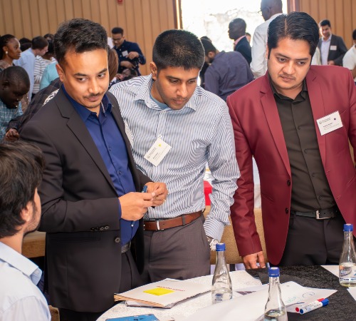 Participants working together on a group activity.