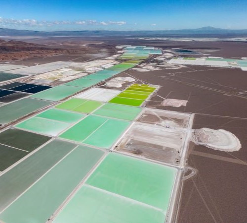 Aerial view of lithium fields in the Atacama desert in Chile, South America. Credit: Shutterstock.