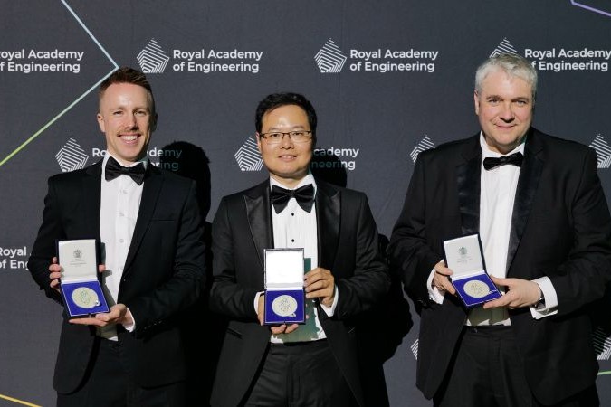 2026 Princess Royal Silver Medallists (L-R) Dr Ian Campbell, Dr Liucheng Guo and Professor Robert R Thomson FREng
