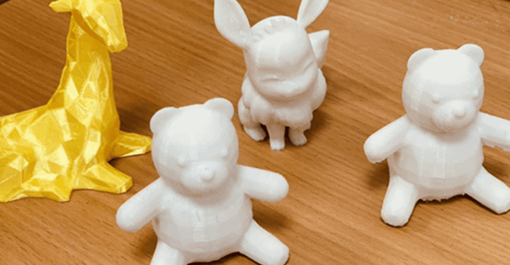Image of 3D printed animals, including a bear