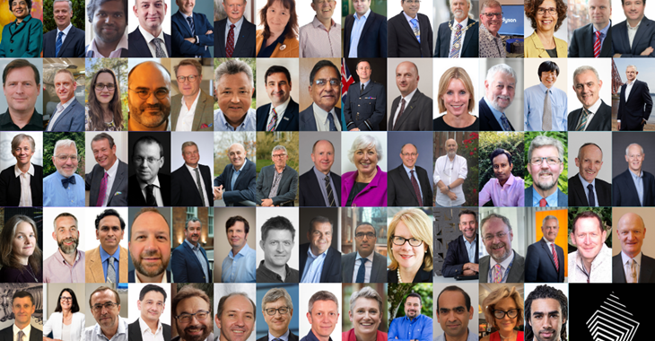 Collage featuring headshots of all 73 new Fellows for 2023.