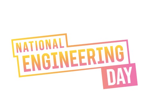 The National Engineering Day logo in orange and pink.