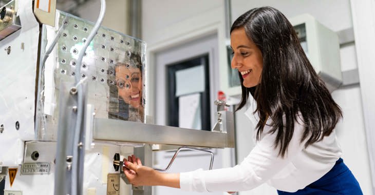 Female aerospace engineer working 