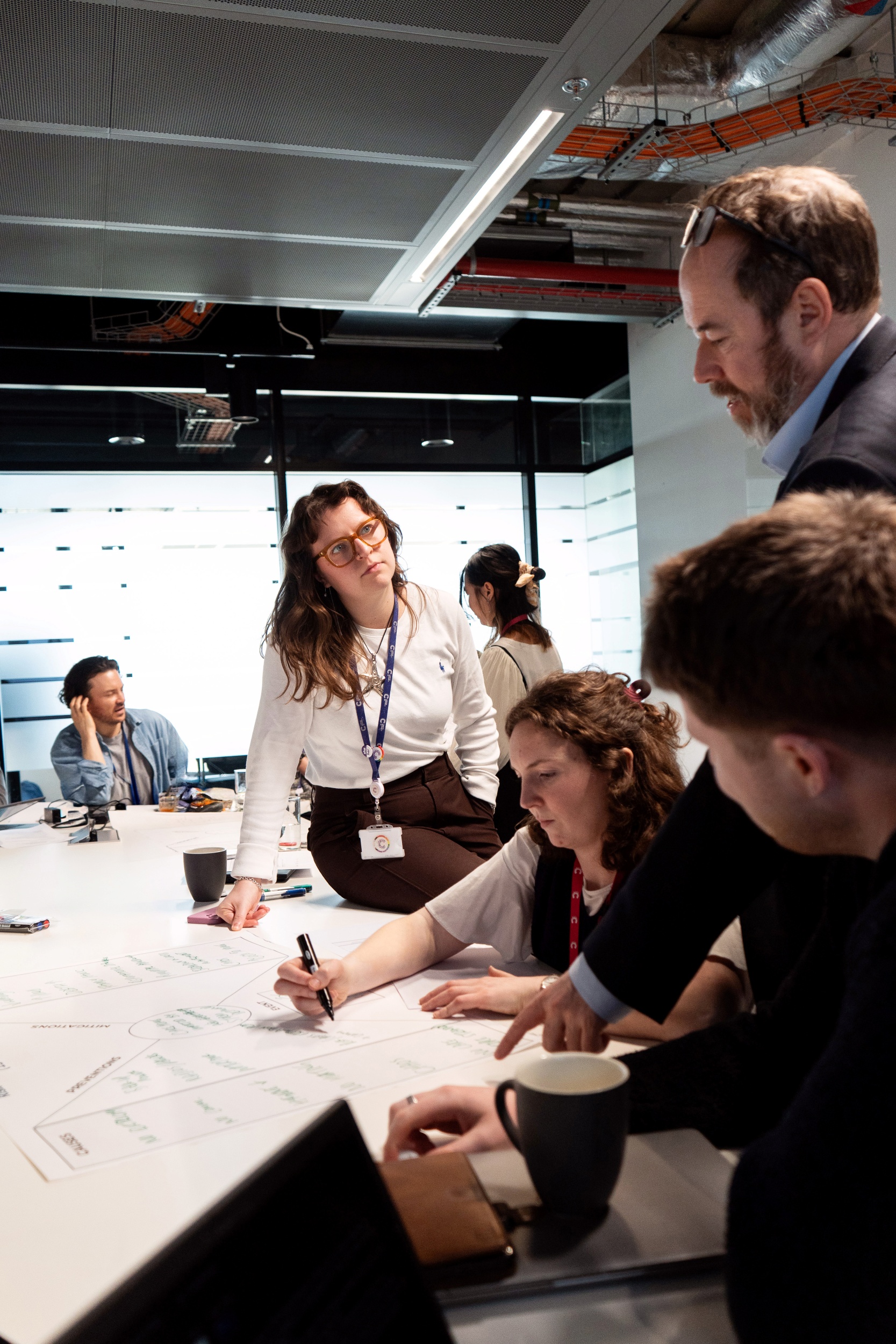 Participants taking part in a collaborative innovation workshop
